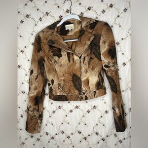 Cache Artistic Brown and Black Blazer